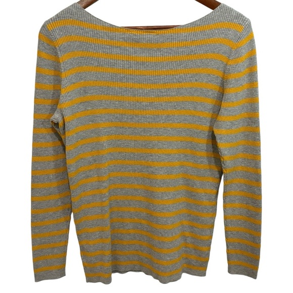 GAP Boatneck Ribbed Gray & Mustard Yellow Knit Sweater Sz M, NWOT - Picture 2 of 8